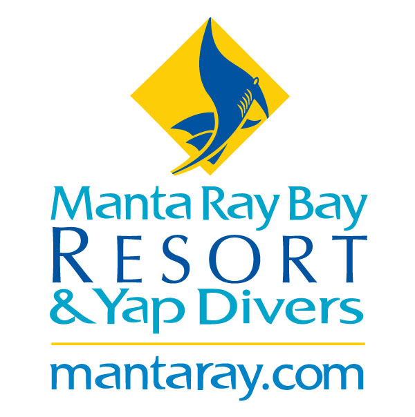 Manta Ray Bay Resort & Yap Divers Yellow/Blue Logo with URL